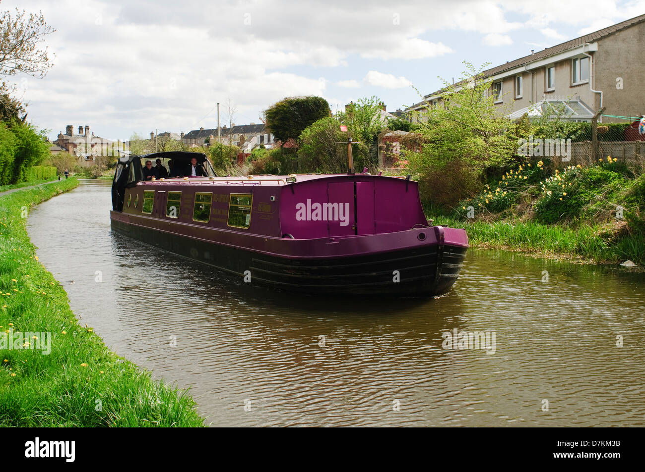 The Re-Union Canal Boat, on The Union Canal, near Meggetland, Edinburgh, Scotland, UK. Stock Photo