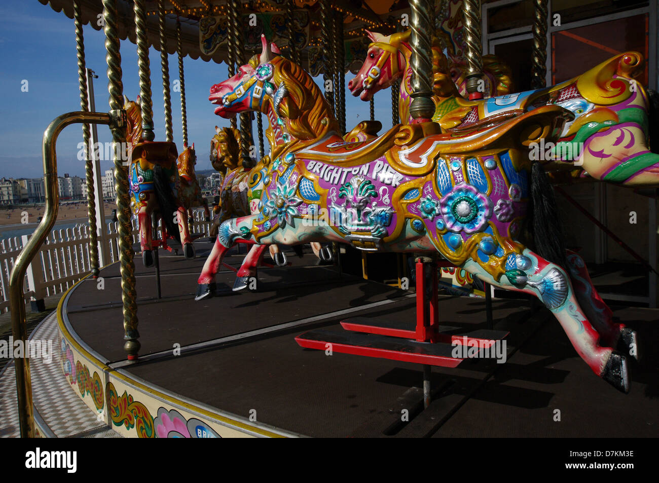 Carousel at the Brighton Pier - Brighton, England Stock Photo
