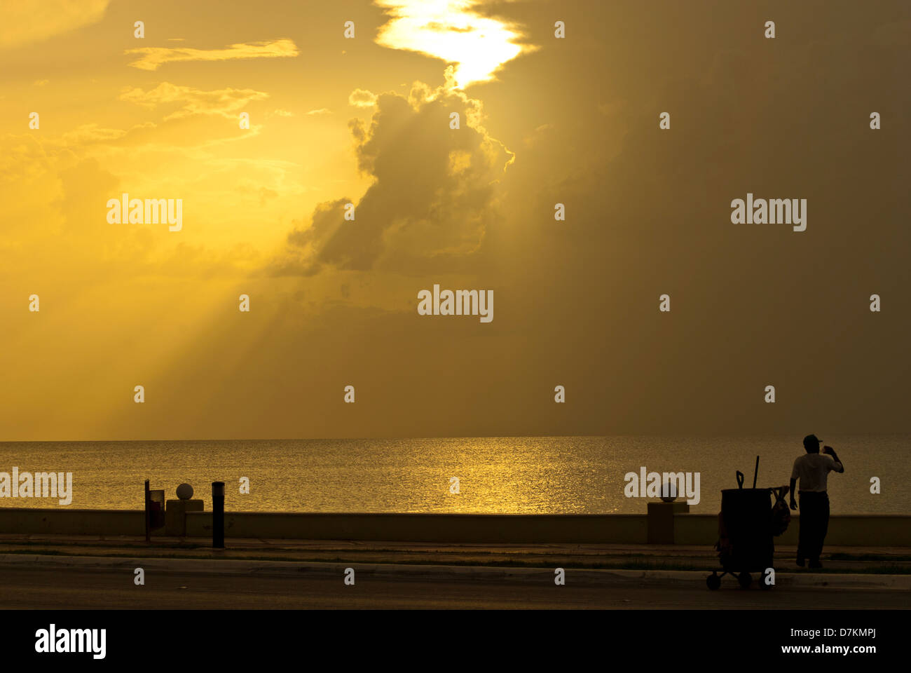Mexico, Campeche State, Campeche city, sunset on the seafront Stock