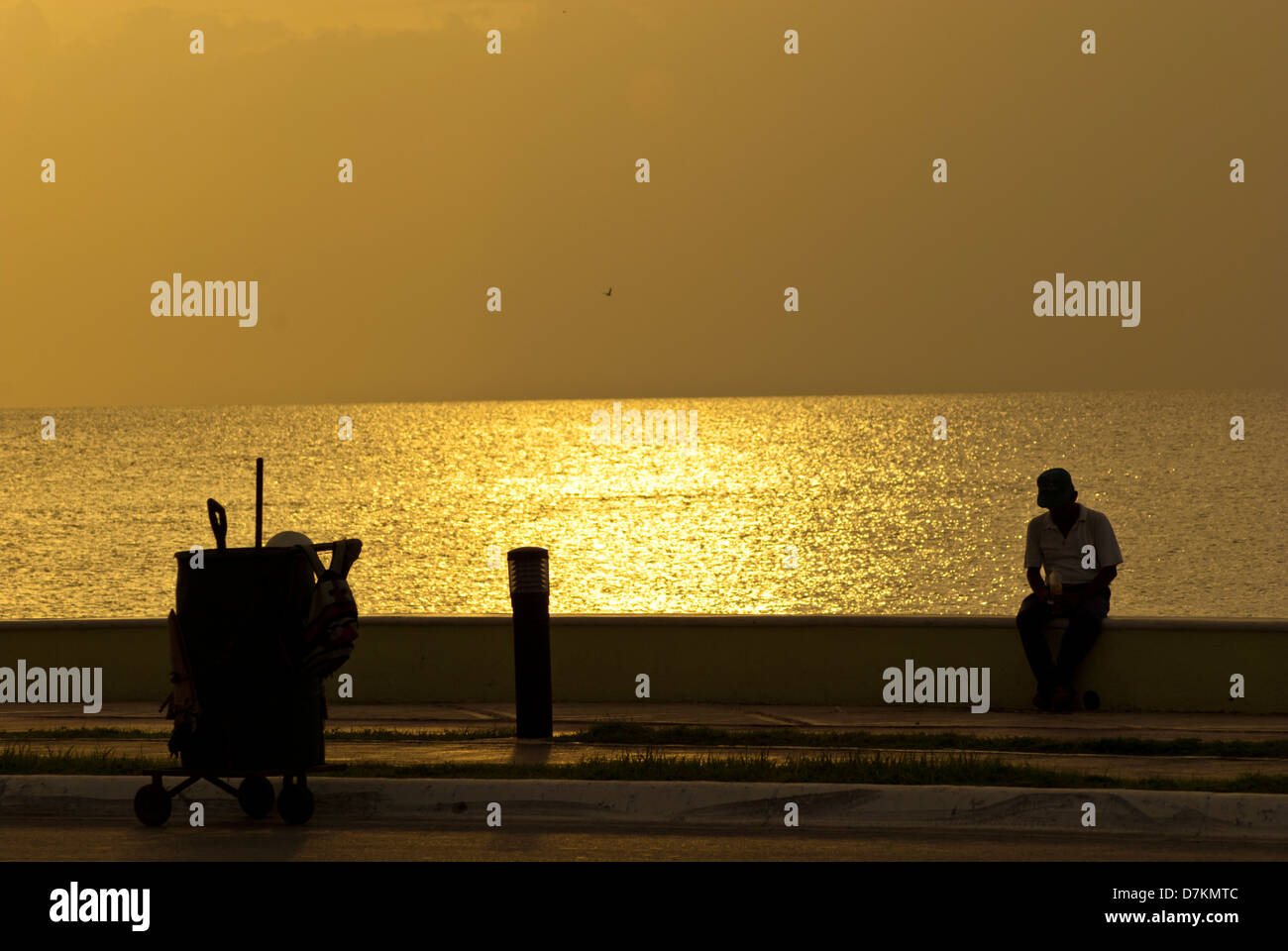 Mexico, Campeche State, Campeche city, sunset on the seafront Stock
