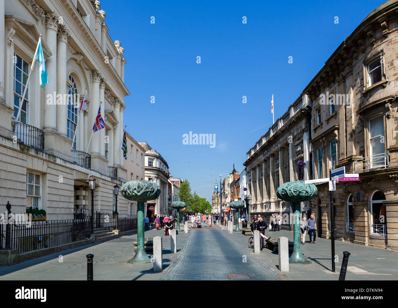 High Street with the historic Mansion House to the left, Doncaster, South Yorkshire, England, UK Stock Photo