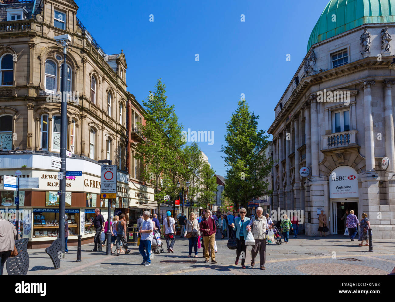 Shops on Baxter Gate in the town centre, Doncaster, South Yorkshire, England, UK Stock Photo