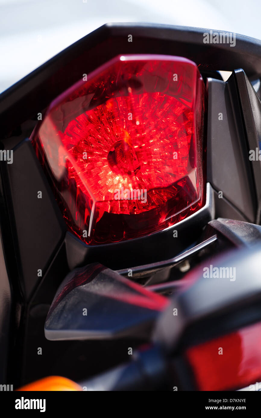 motorcycle rear stop light closeup Stock Photo