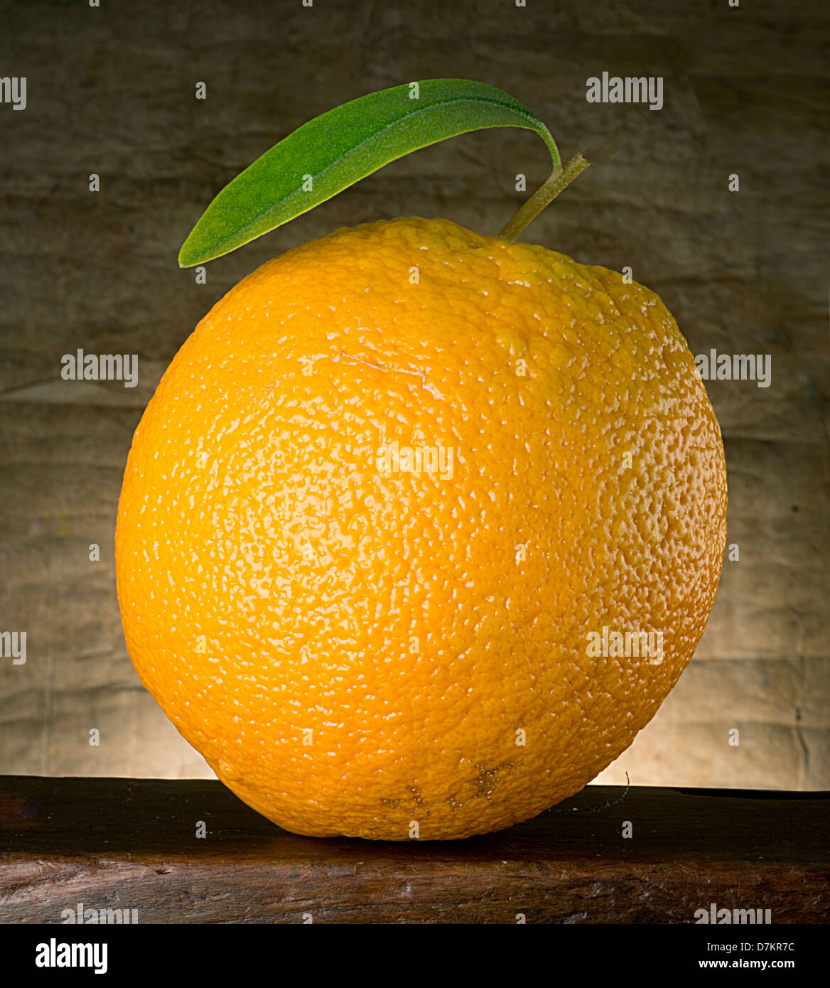 orange with leaf Stock Photo