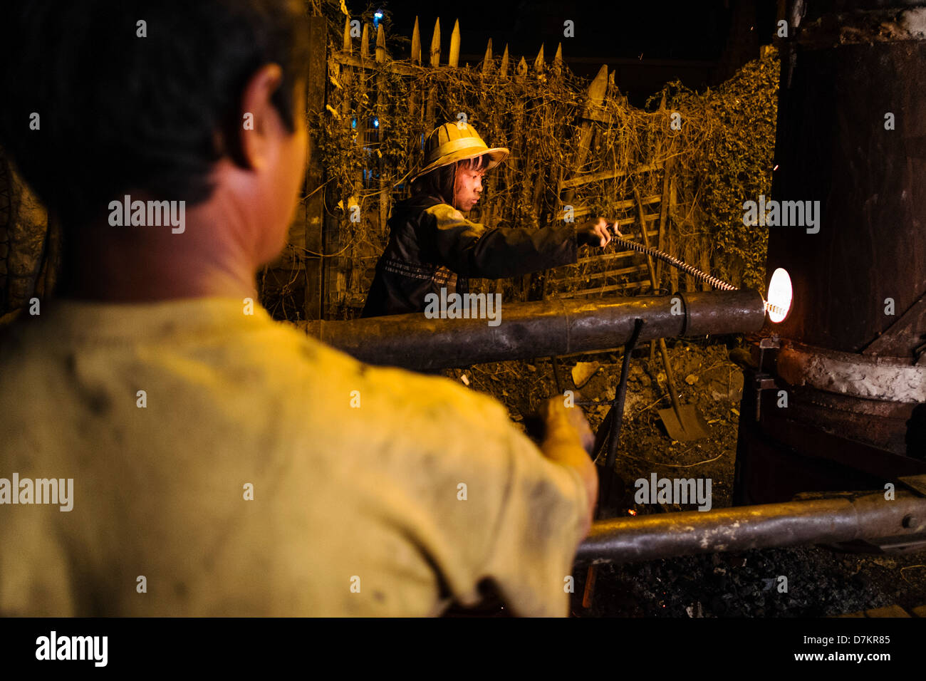 Metal Casting, Nyaung Shwe, Myanmar Stock Photo