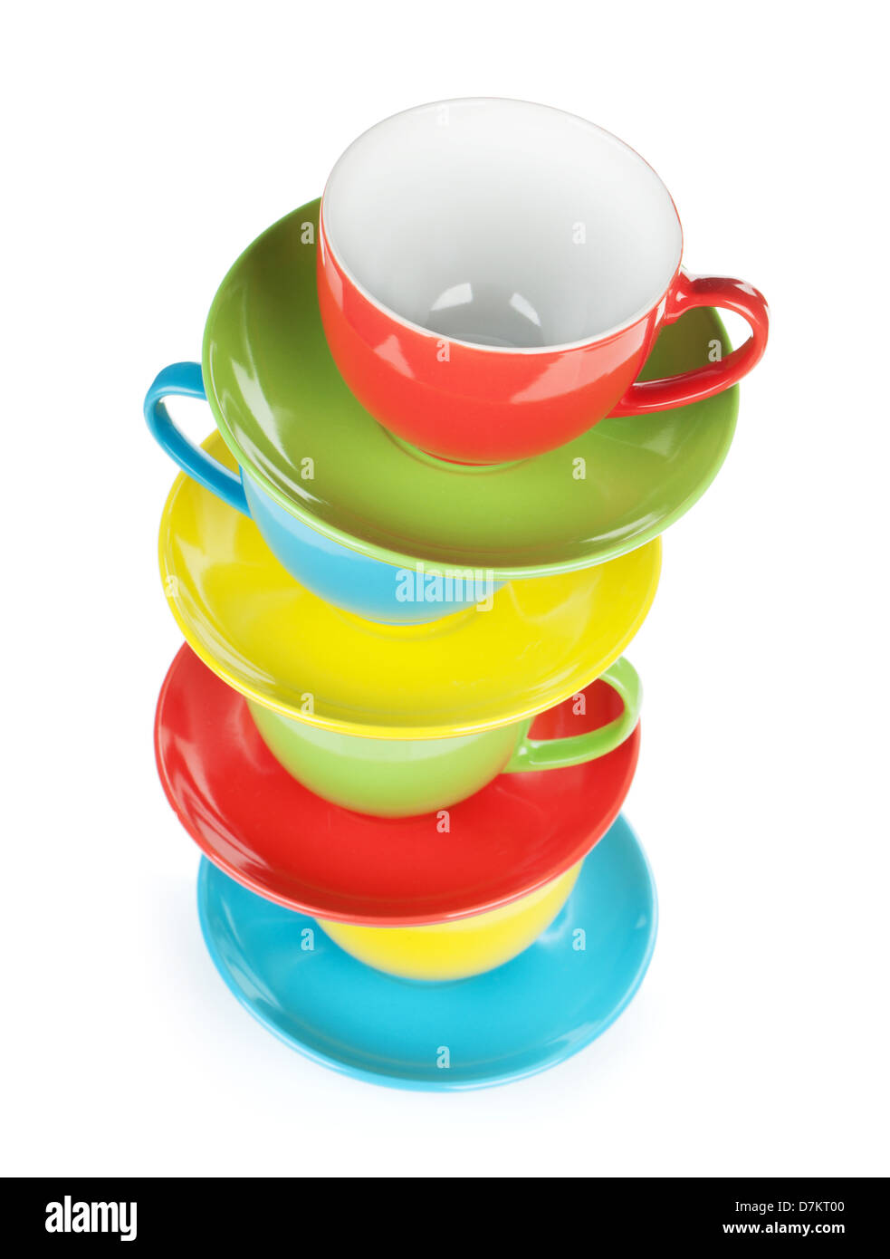 Set of colorful cups. Isolated on white background Stock Photo - Alamy