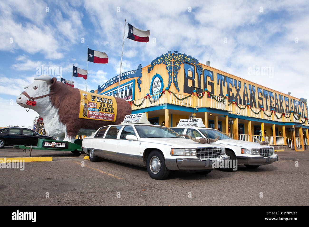 A Limo parked outside  Big Texan Steak Ranch in Amarillo Texas USA Stock Photo