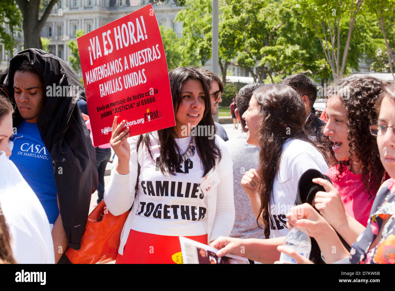 Washington DC, USA. Thursday, May 9th, 2013.  Latino immigration reform supporters in front of the White House Stock Photo