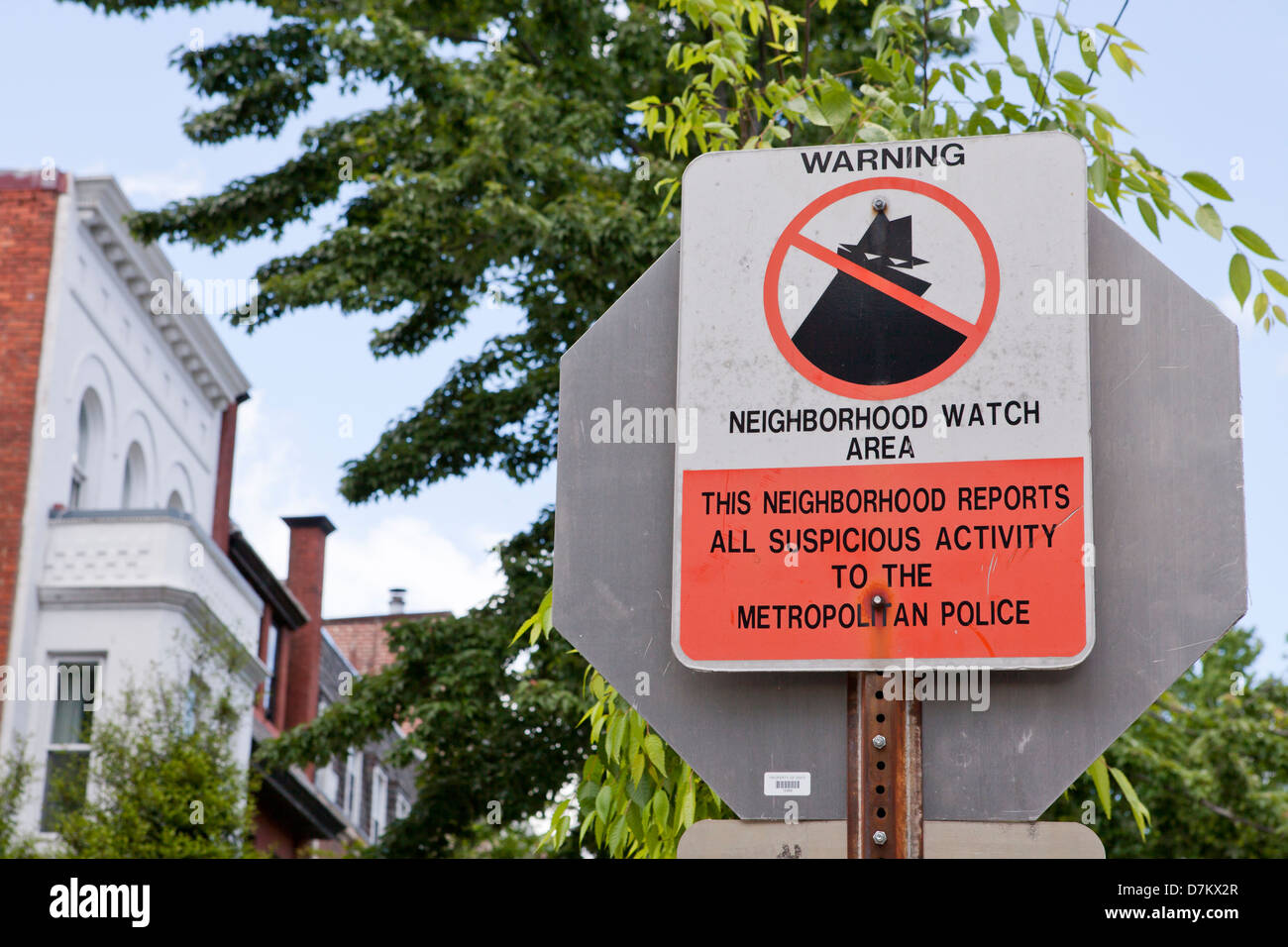 Neighborhood watch warning sign Stock Photo