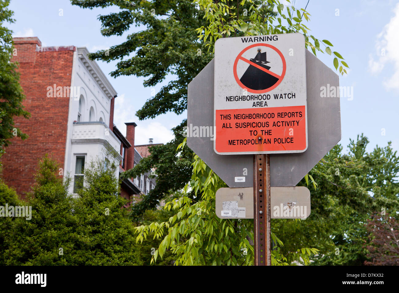 Neighborhood watch warning sign Stock Photo