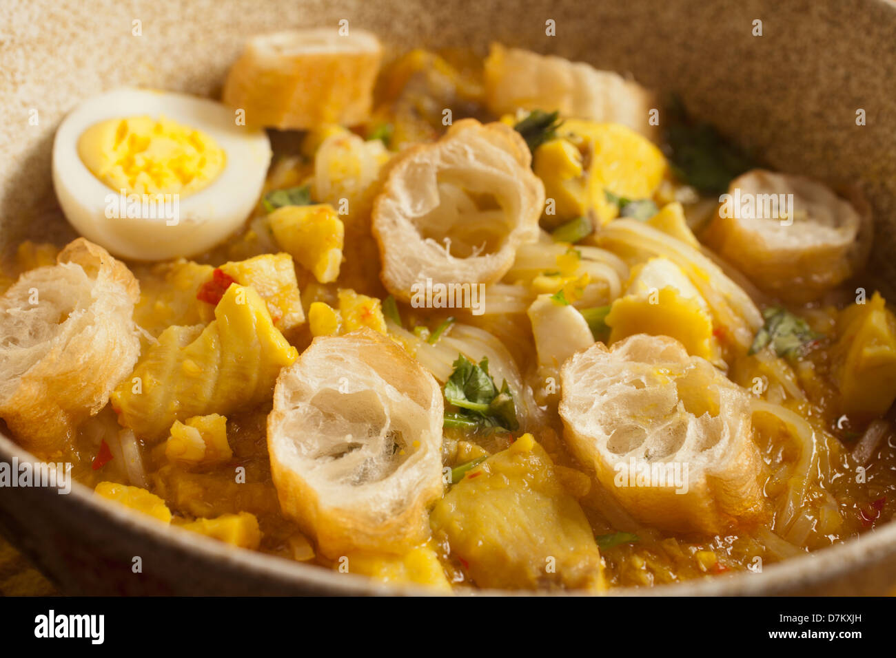 Burmese Curried Fish Soup, Mohinga Stock Photo