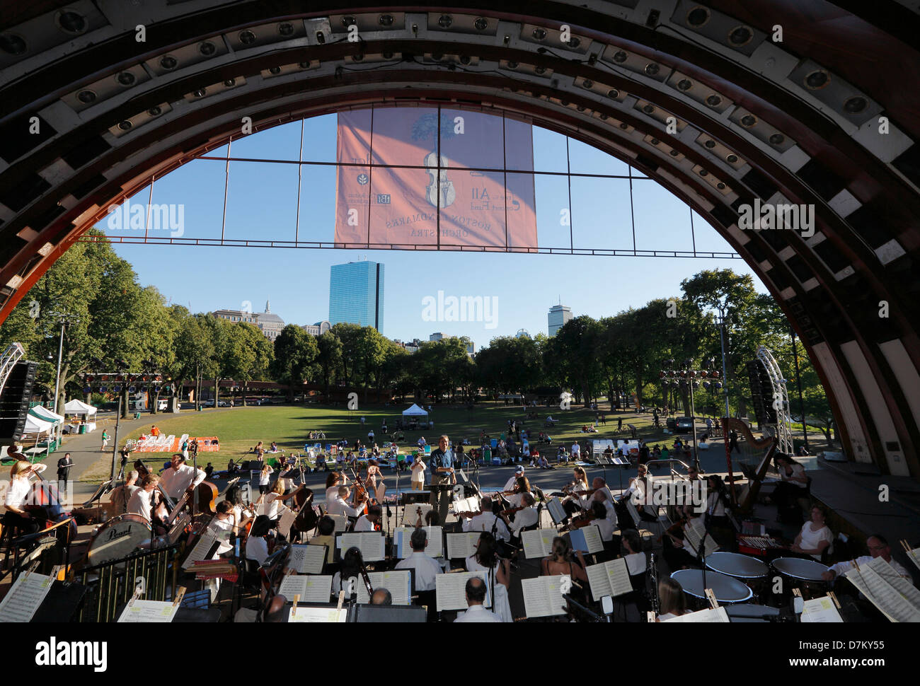 Boston Landmarks Orchestra rehearsal at the Hatch Shell on the