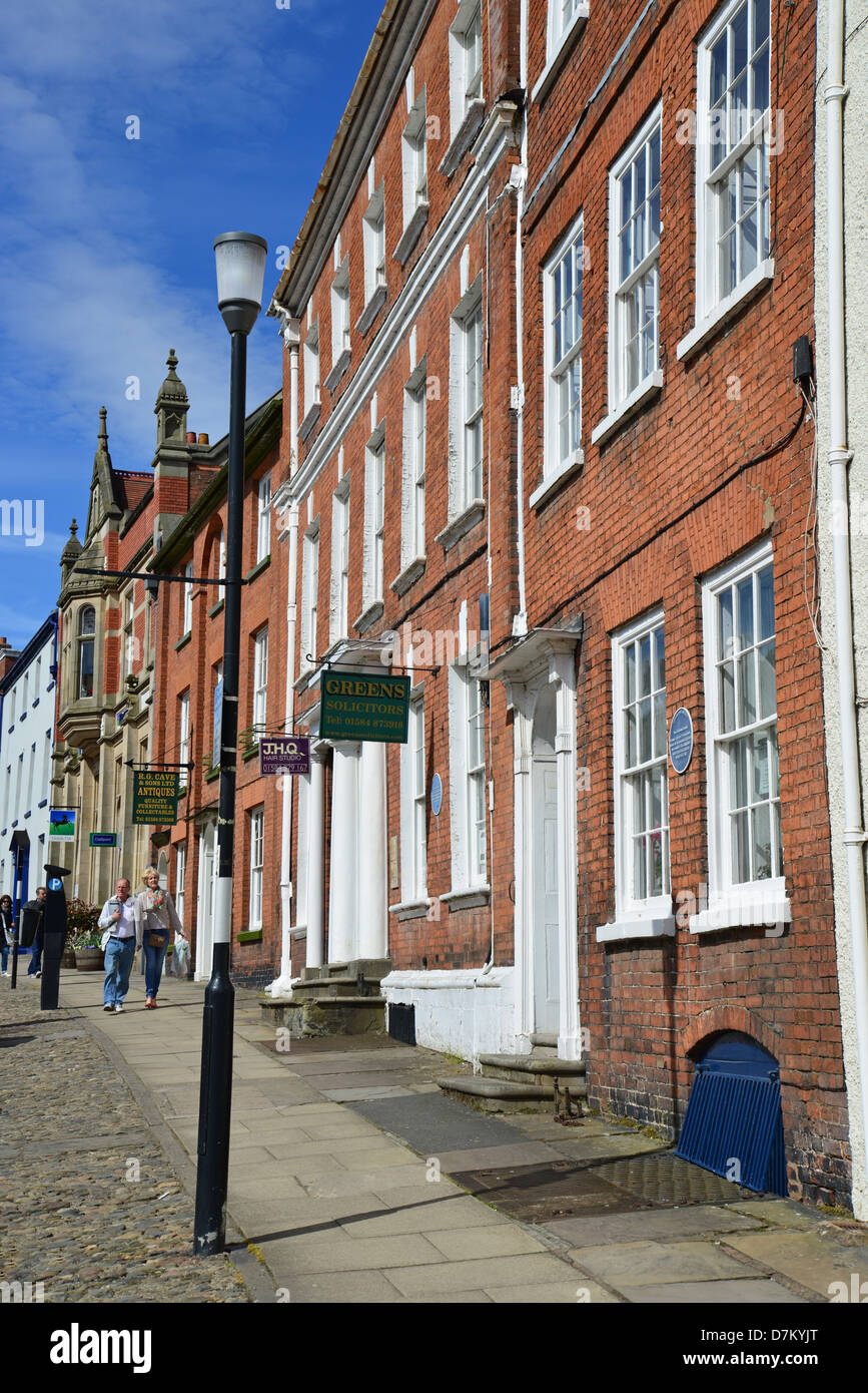 Period town houses on Broad Street, Ludlow, Shropshire, England, United