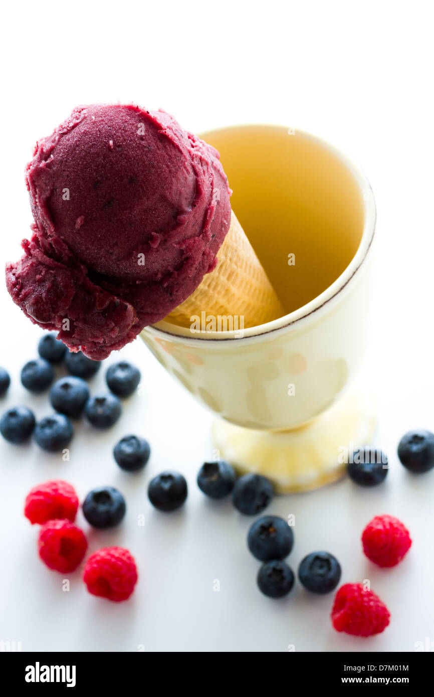 Gourmet mixed berry gelato on a white background Stock Photo Alamy