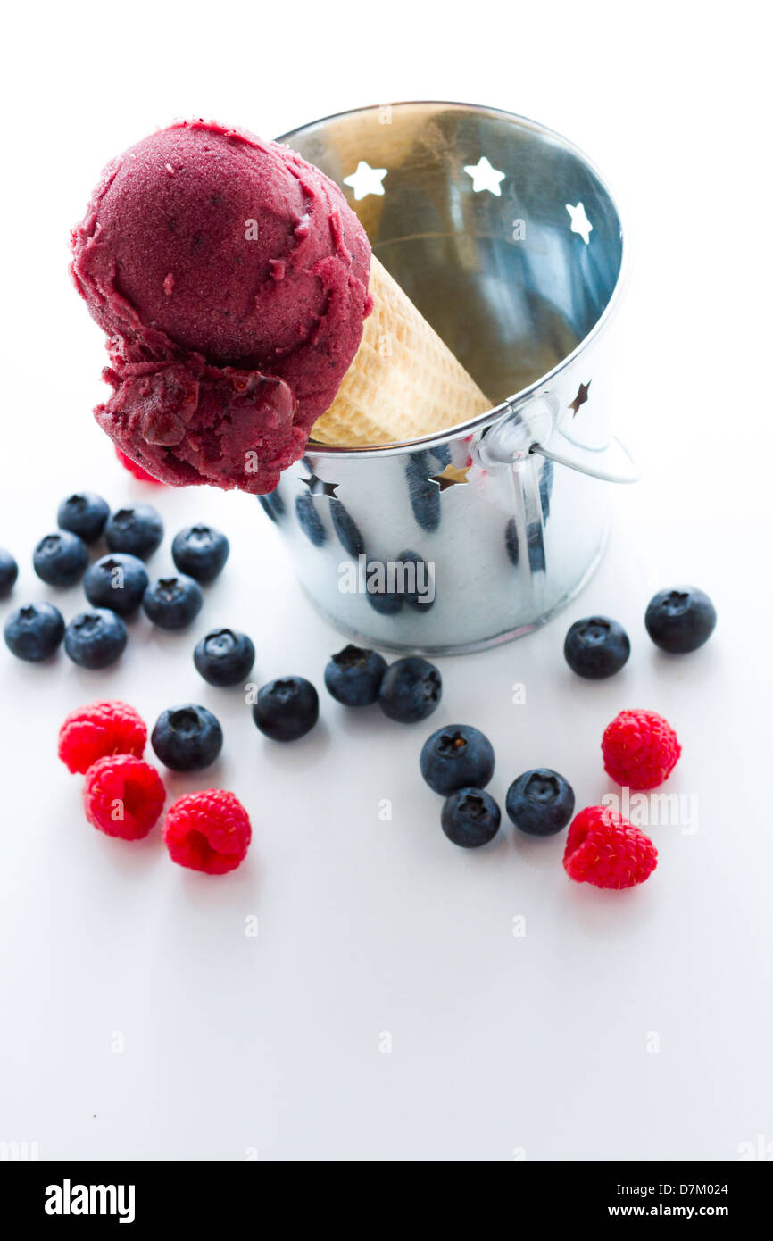 Gourmet mixed berry gelato on a white background Stock Photo Alamy