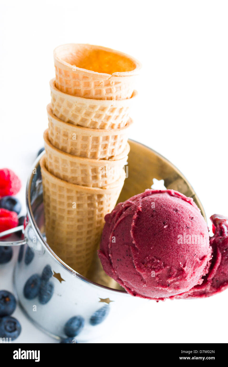 Gourmet mixed berry gelato on a white background Stock Photo Alamy