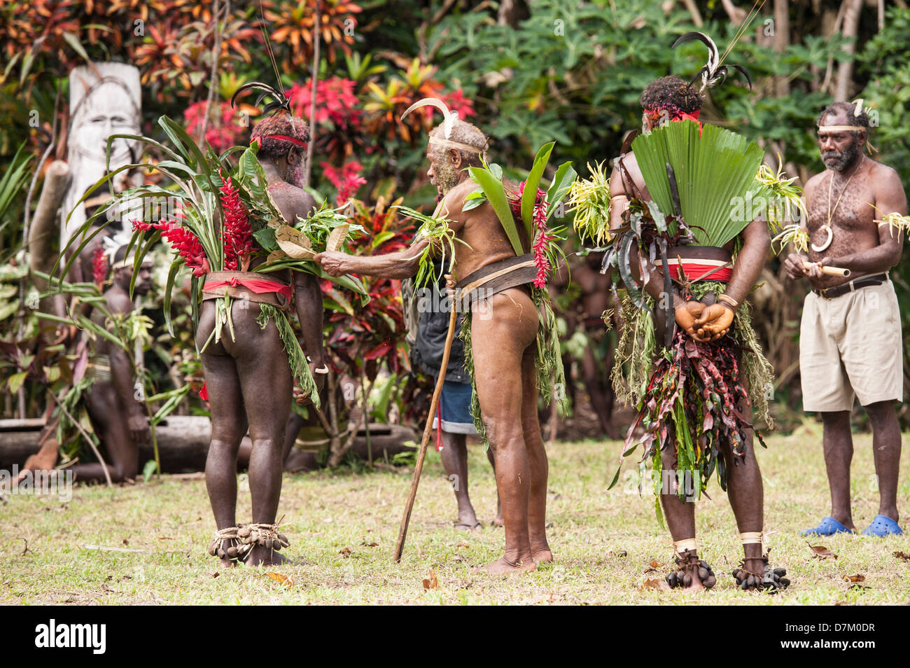 An ordination ceremony for a new village chief and his deputy, part of a festival of traditional culture, Labo village, Vanuatu Stock Photo