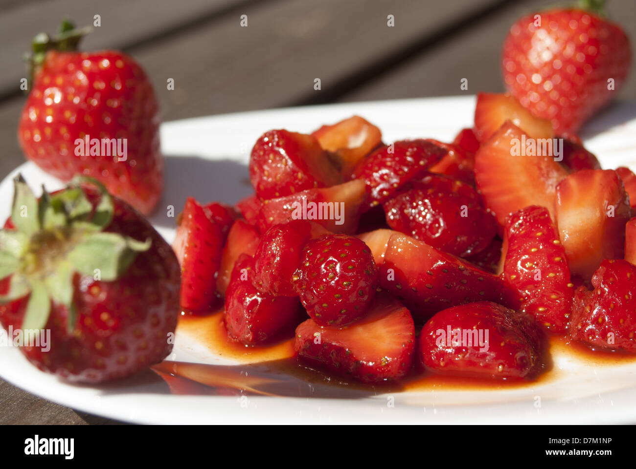 healthy fresh fruit and wellness:fruit salad of strawberries Stock Photo