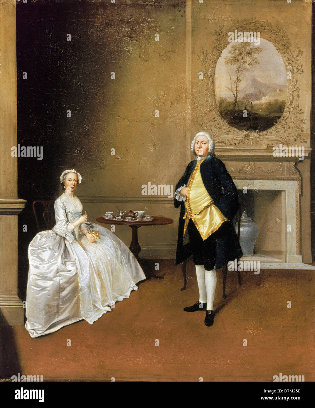 Arthur Devis, Mr. and Mrs. Hill 1750-1751 Oil on canvas. Yale Center for British Art, New Haven, Connecticut, USA. Stock Photo