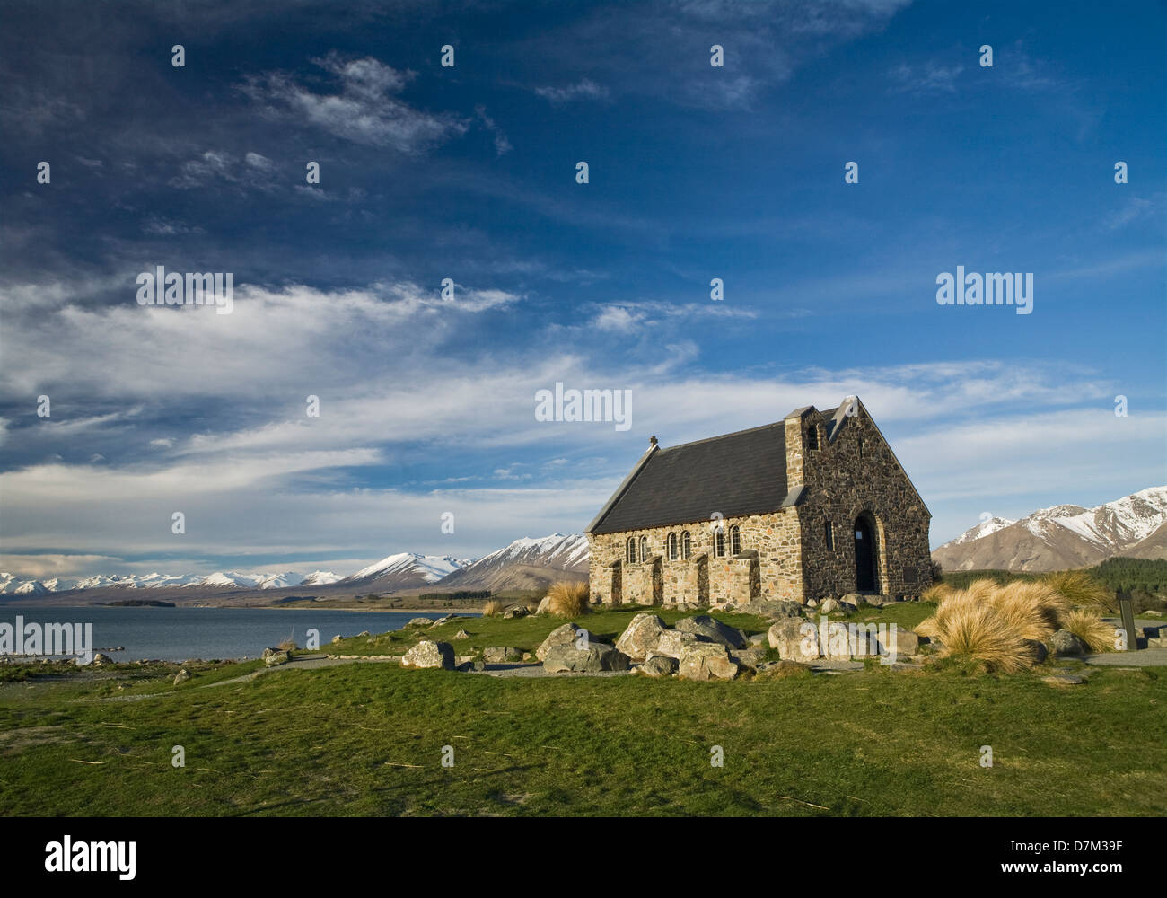 New Zealand, View of church at Lake Tekapo Stock Photo Alamy