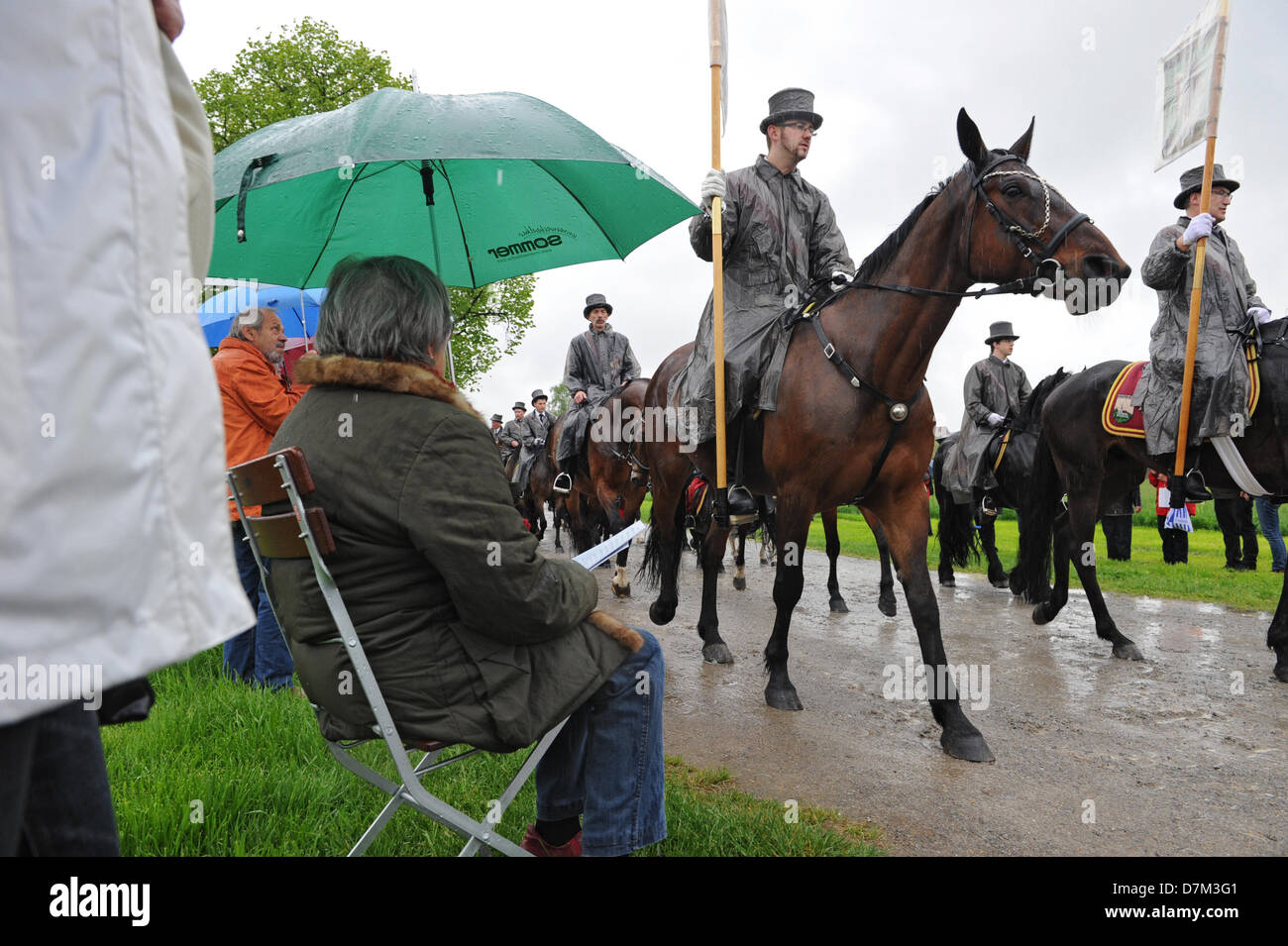 A group of equestrians takes part in the traditional 'Blood ride' in