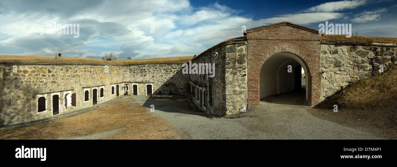 Panoramic view on walls in Kristiansten Fortress, Trondheim, Norway Stock Photo