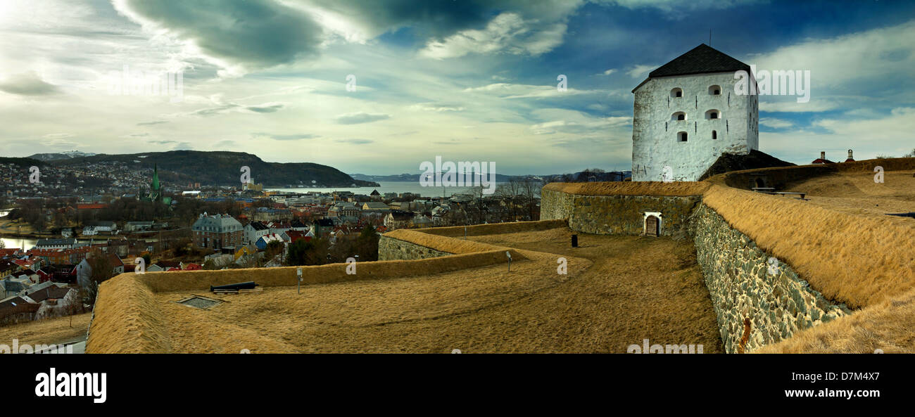 Panoramic view on Kristiansten Fortress in Trondheim, Norway Stock Photo
