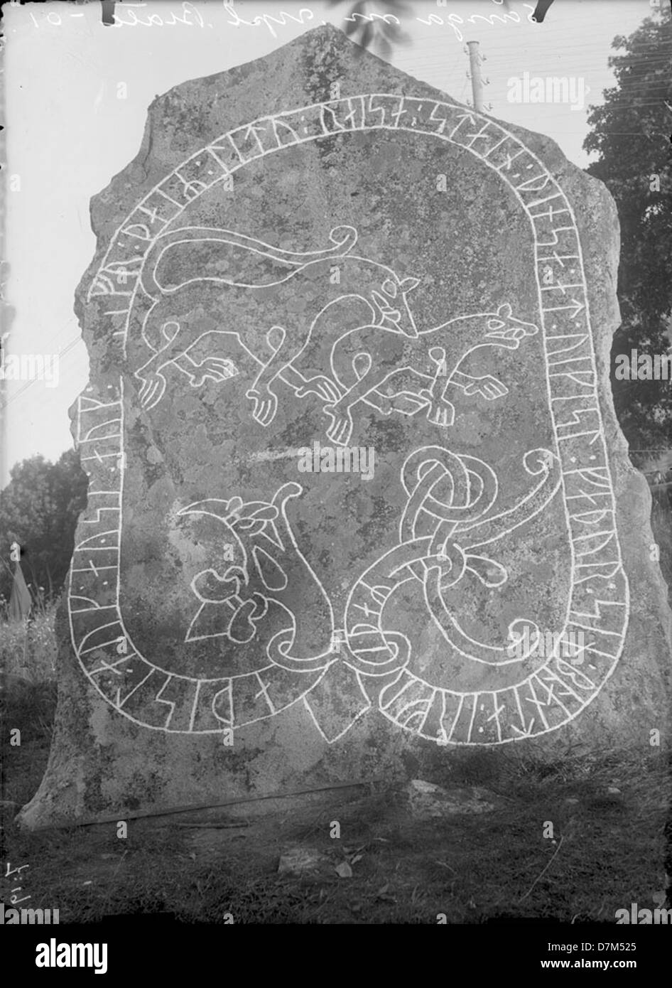 The rune stone of Svartsjön, located in Uppland, Sweden, is an ancient ...