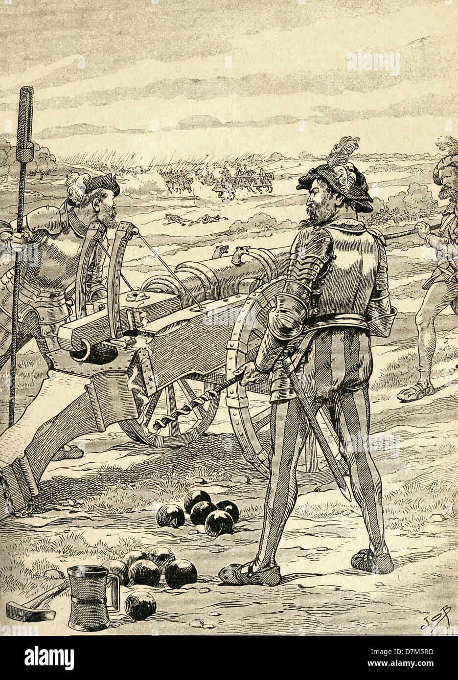 The Battle of Marignano, 1515. From Agenda Buvard du Bon Marche published 1917. Stock Photo