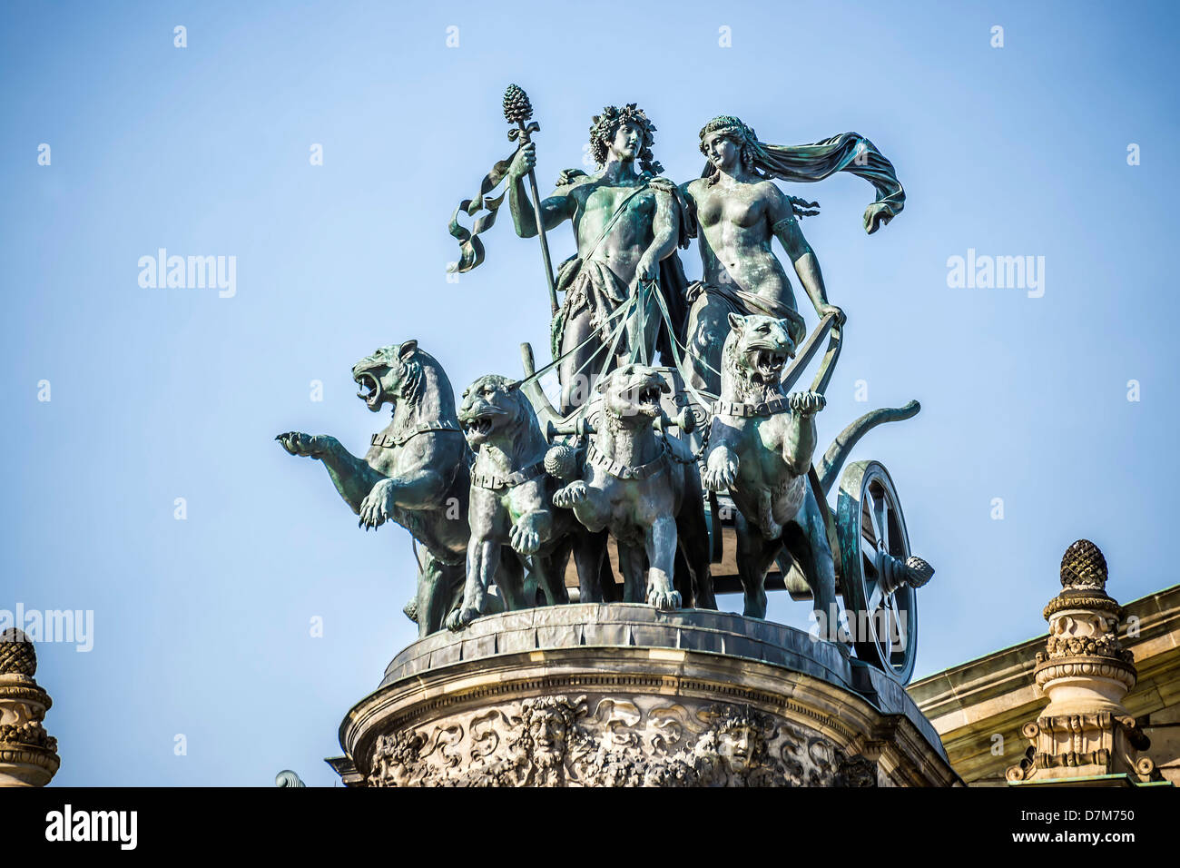 Statue on the top of the opera house in Dresden, Germany Stock Photo