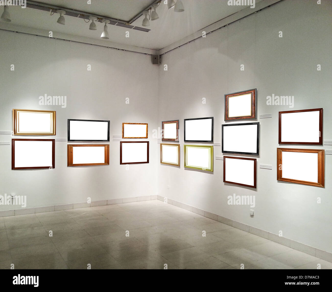 Gallery walls with empty picture frames Stock Photo Alamy