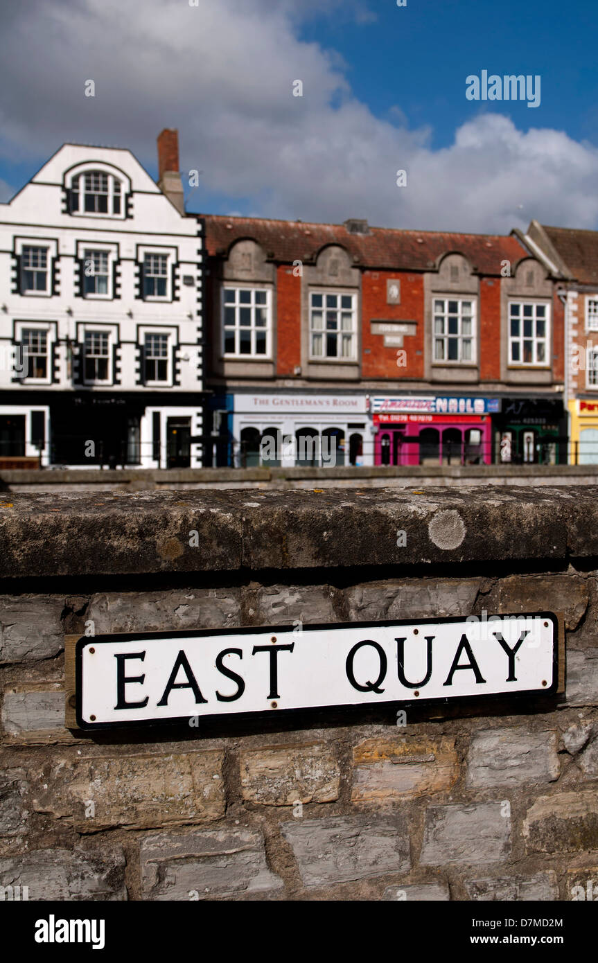 East Quay sign, Bridgwater, Somerset, England, UK Stock Photo