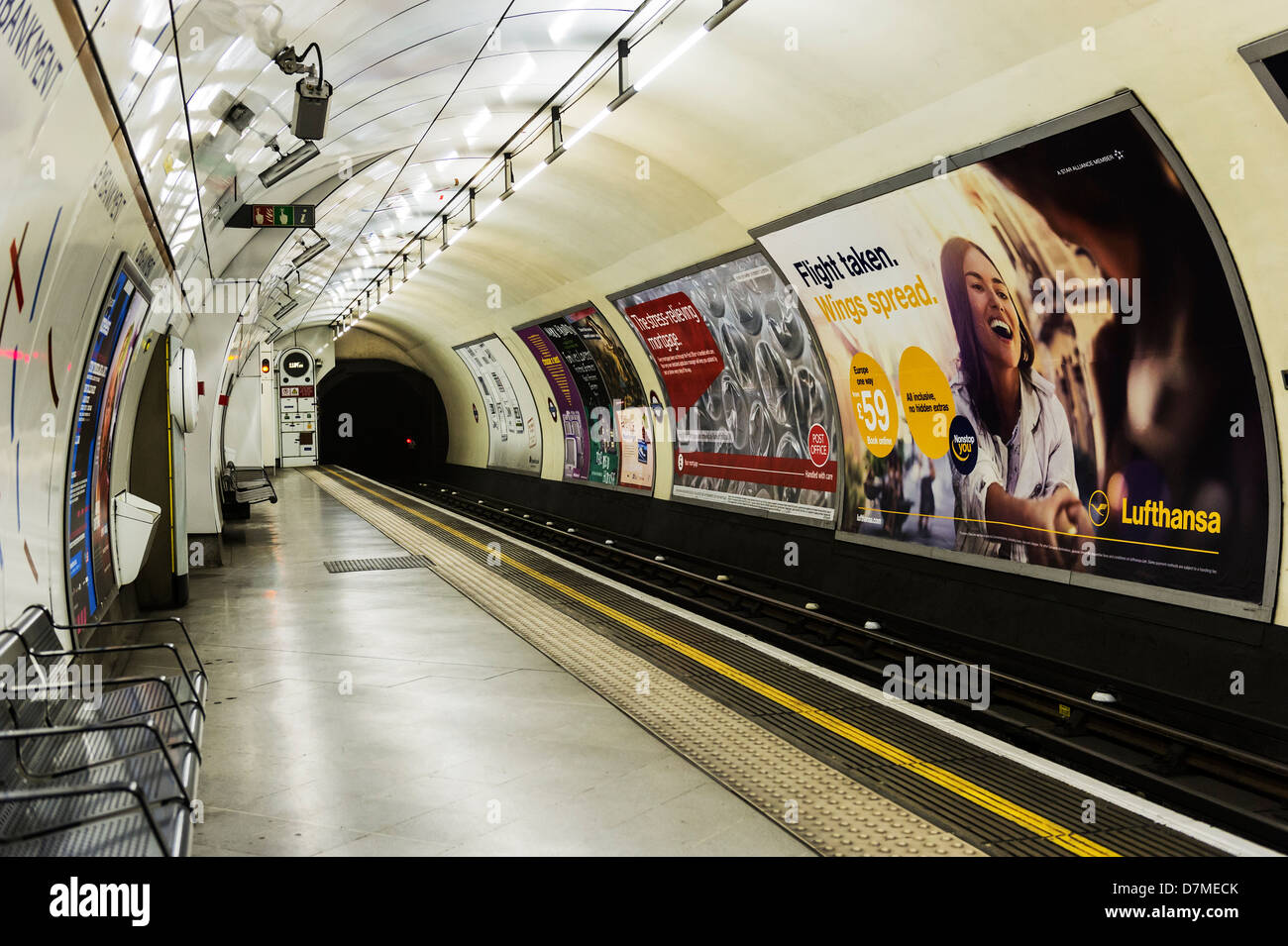 Embankment Underground tube station. Stock Photo
