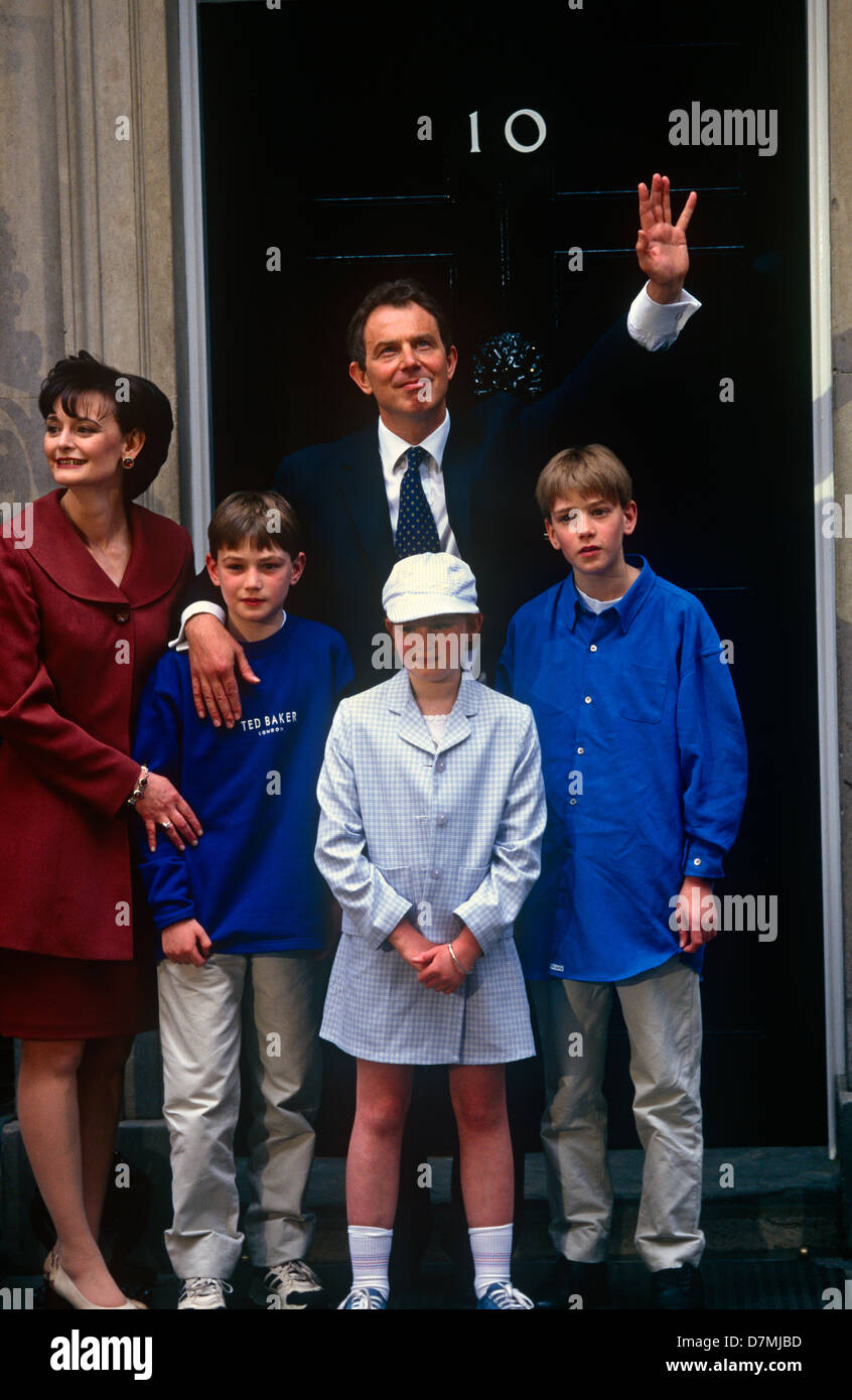 Newly Elected Prime Minister Tony Blair Stands With His Family At The Steps Of Number 10 Downing Street On The 2nd May 1997 Stock Photo Alamy
