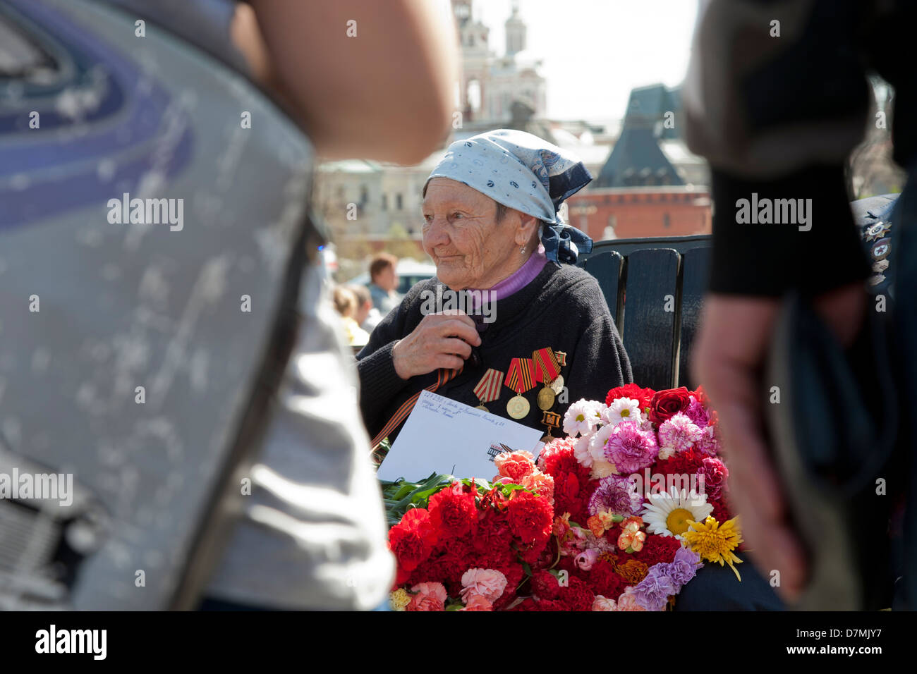Russian war veteran celebrating Victory Day in front of the Bolshoi ...