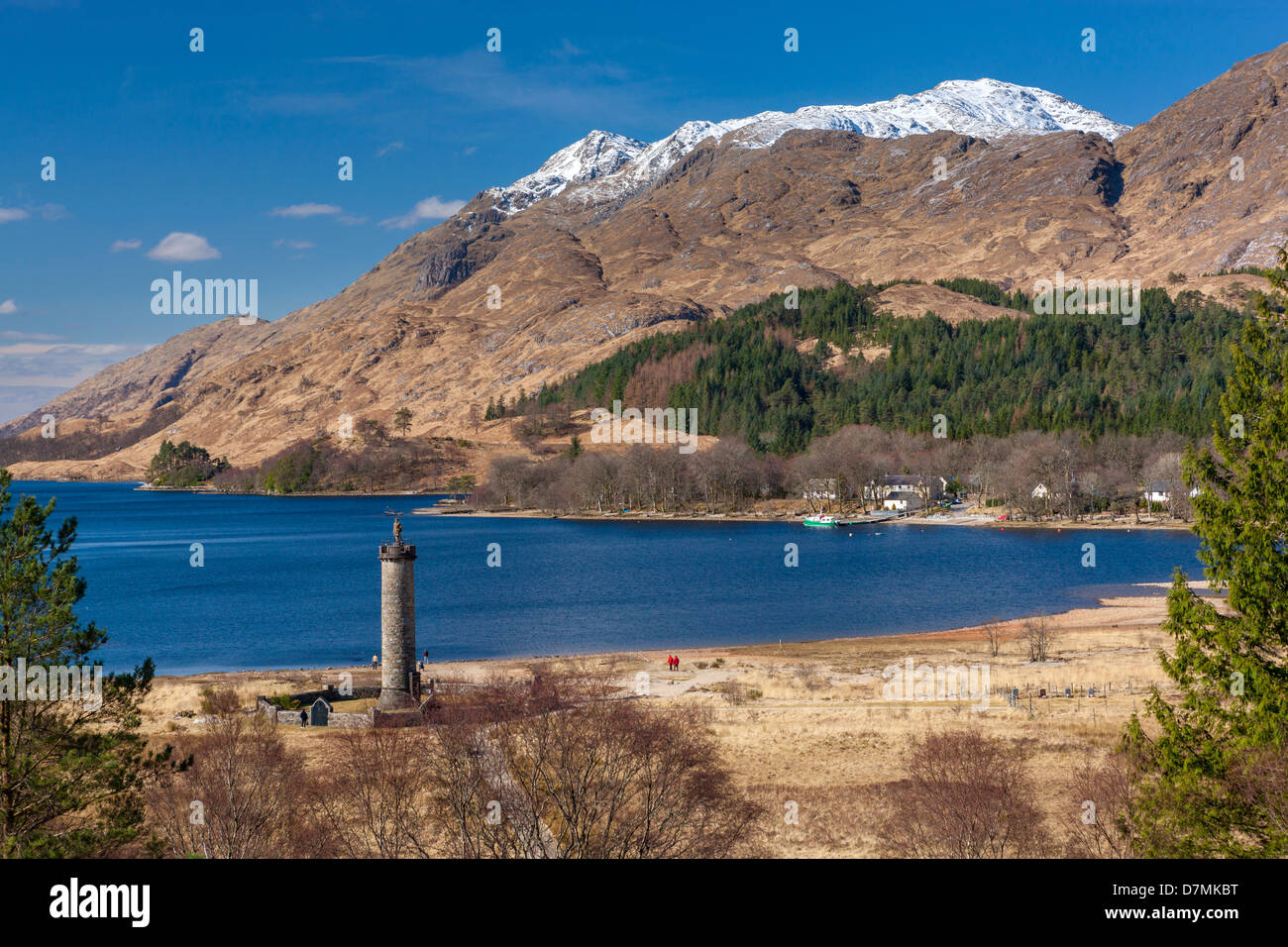 The Glenfinnan Monument situated at the head of Loch Shiel, Highland, Glenfinnan, Scotland, UK, Europe. Stock Photo