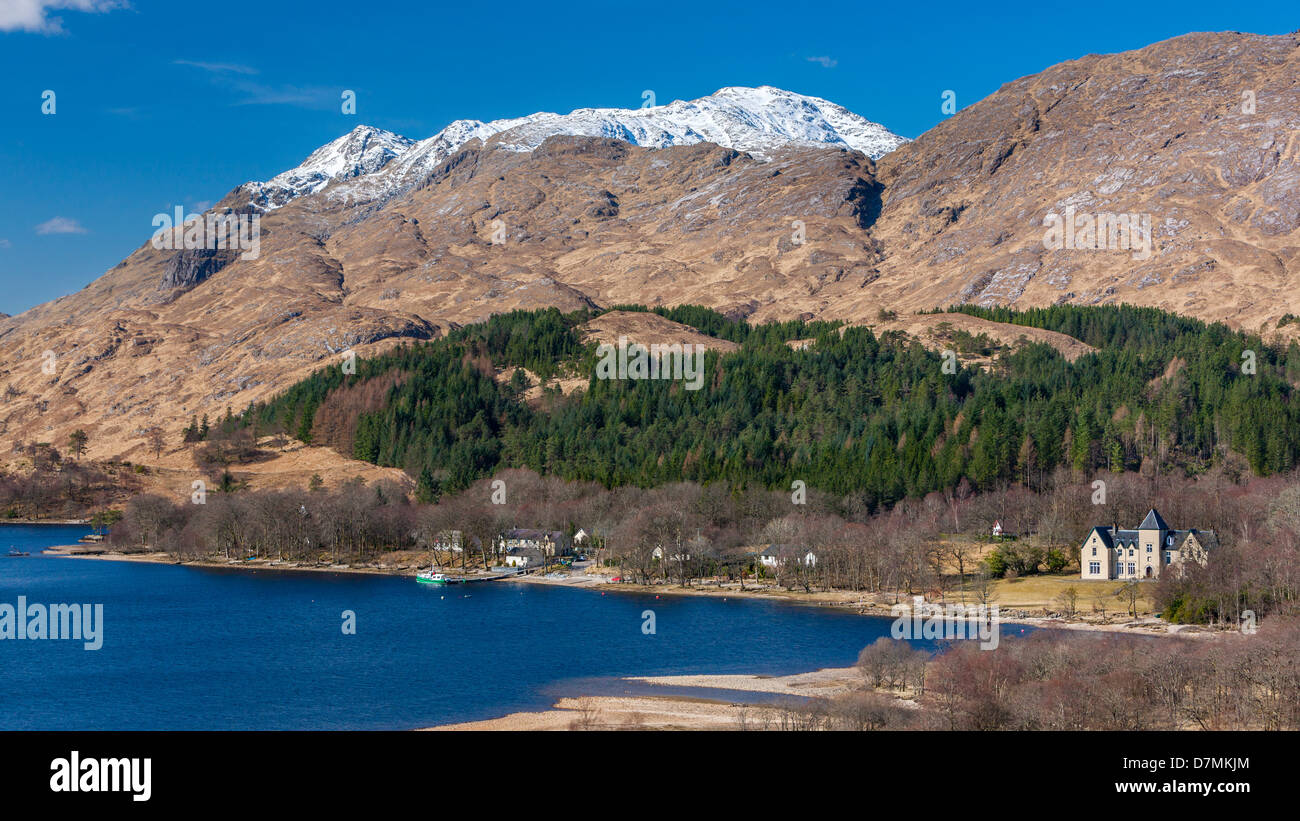 View towards mountain over Loch Shiel, Glenfinnan, Highland, Scotland, UK, Europe. Stock Photo