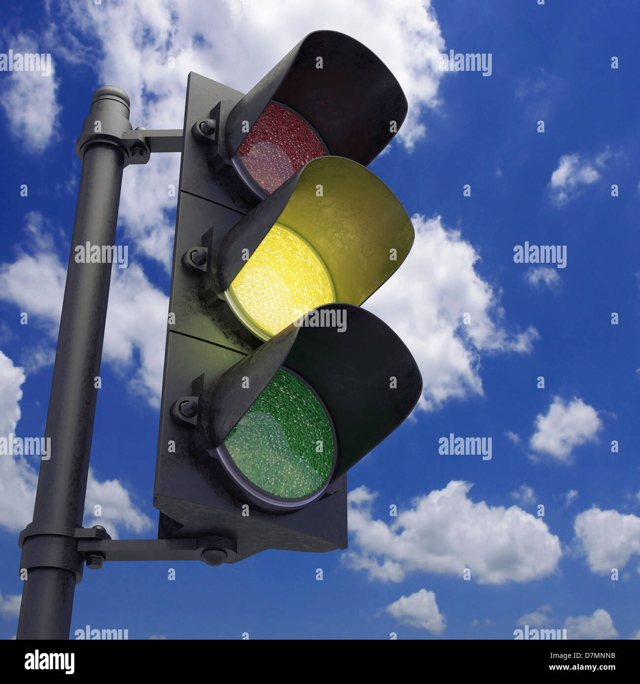 Amber traffic light, artwork Stock Photo