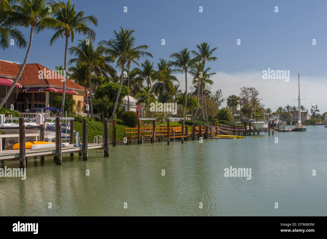 USA, Florida, Naples. Luxury homes in the Port Royal neighborhood line