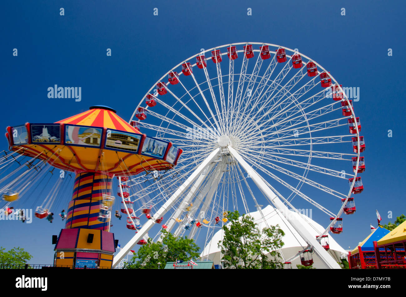 Illinois, Chicago. Navy Pier along the shores of Lake Michigan. Stock Photo