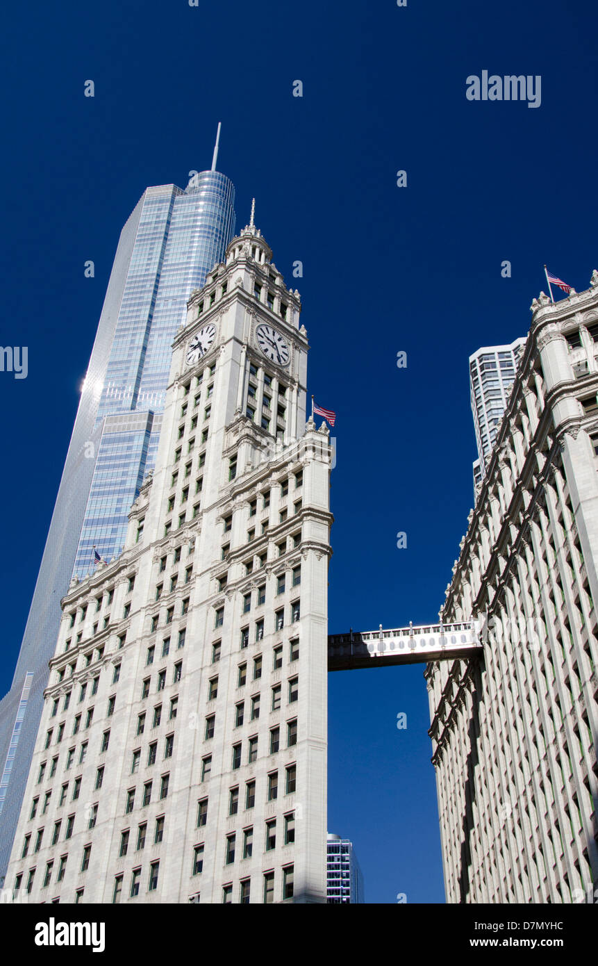 Illinois, Chicago. Historic Wrigley Building, c. 1920, located on Chicago's Magnificent Mile. Stock Photo