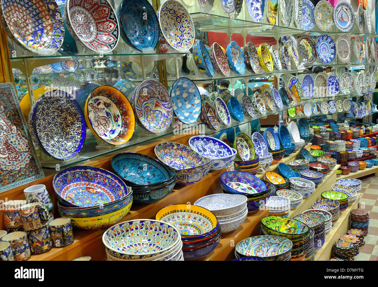 Classical Turkish ceramics on the market Stock Photo