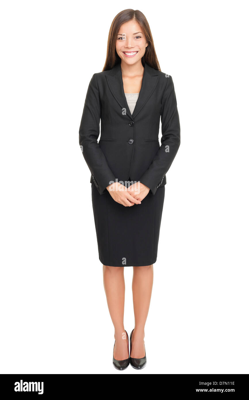 Business woman full body standing isolated on white background with ...