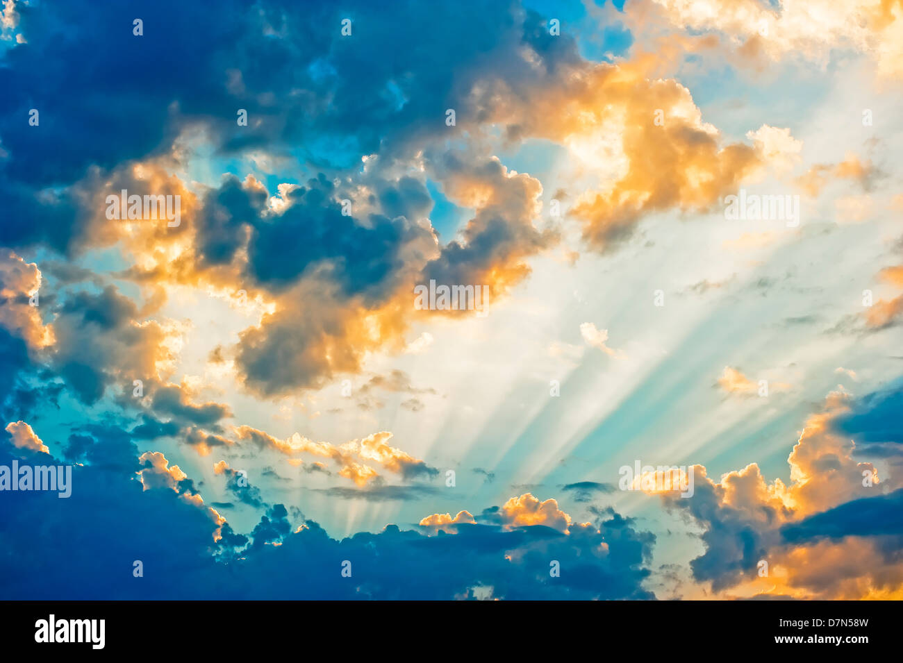 Beautiful heavenly landscape with the sun in the clouds Stock Photo - Alamy