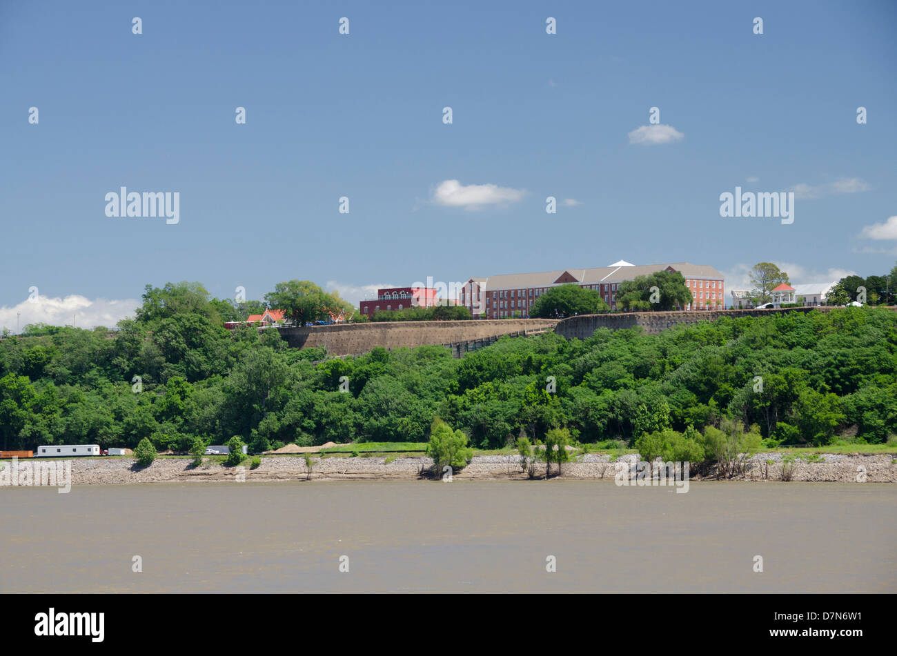 Mississippi, Natchez. Historic town of Natchez located high on the bluffs above the Mississippi River. Stock Photo