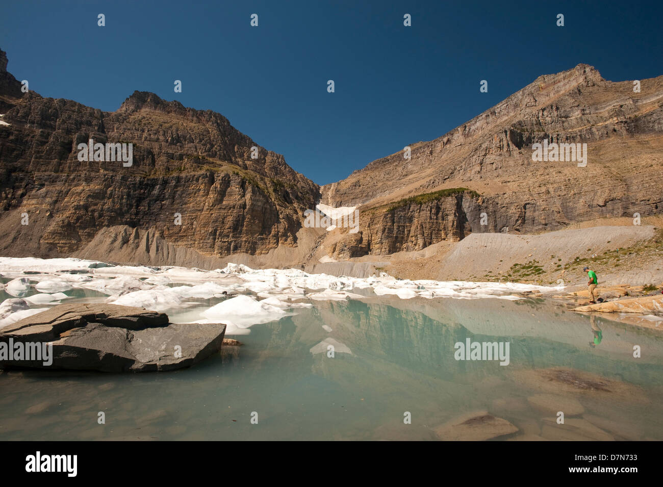 Upper Grinnell Lake, Icebergs and Mountains, Glacier National Park near