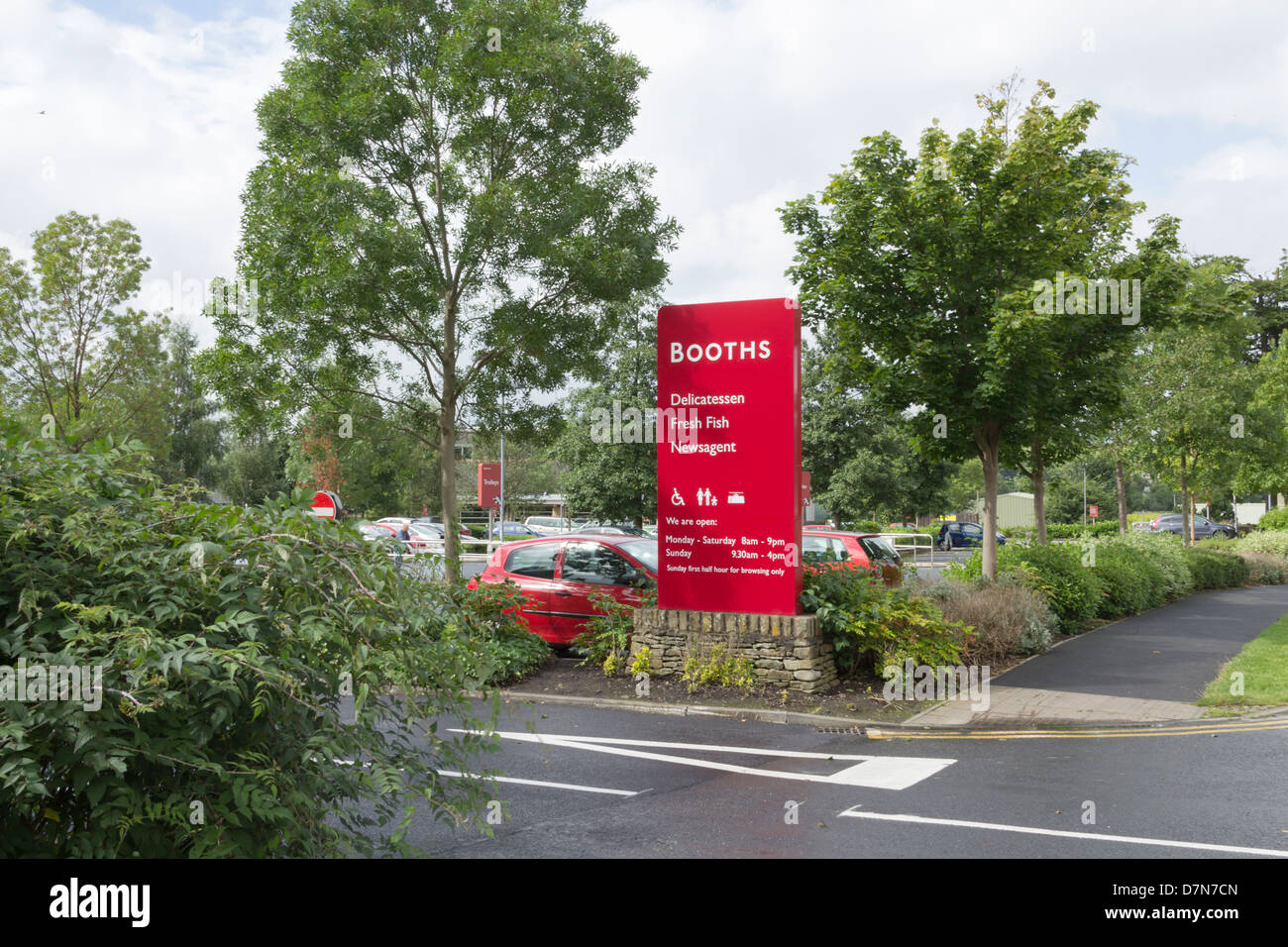 Entrance to the car park at Booths supermarket in Settle, North