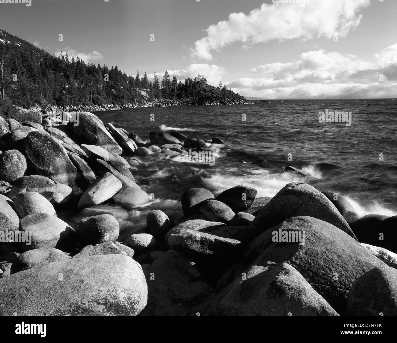 USA, Nevada, Nevada State Park, View of lake Tahoe and rocky shoreline