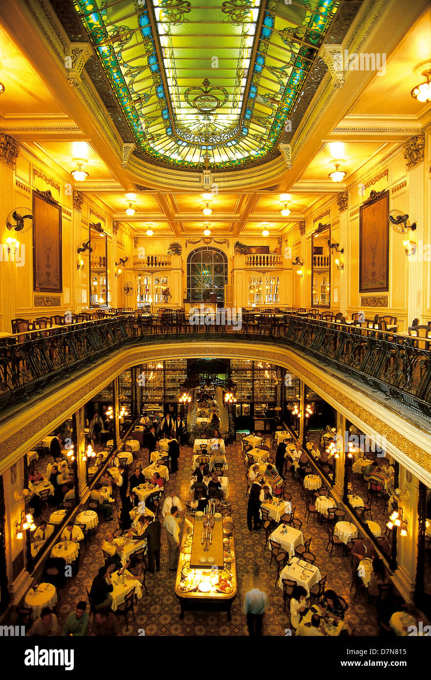 Confeitaria Colombo, traditional candy store and restaurant in downtown Rio de Janeiro, Brazil. Art Nouveau architecture. Stock Photo