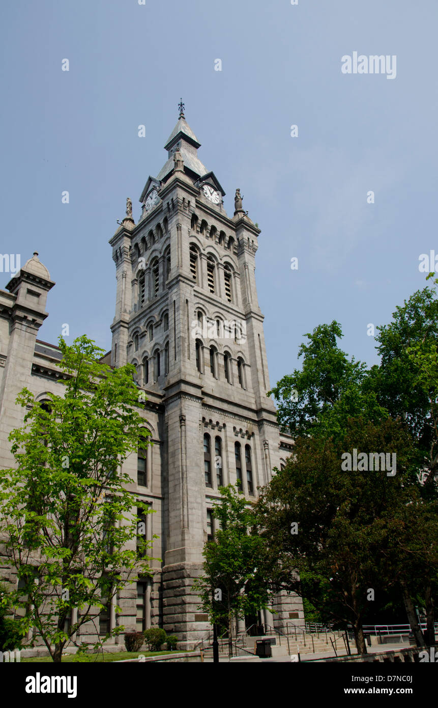 New York, Buffalo. Historic Erie County Hall and clock tower (old city hall and courthouse) circa 1833-1910. Stock Photo